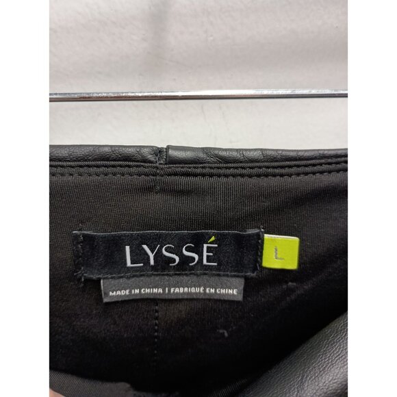 Lysse Womens Skinny Pants Large Black Faux Leather Slimming Pull On High Rise - Picture 5 of 8
